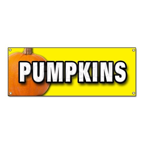Signmission PUMPKINS BANNER SIGN patch halloween signs produce farm you pick gourd B-Pumpkins - main